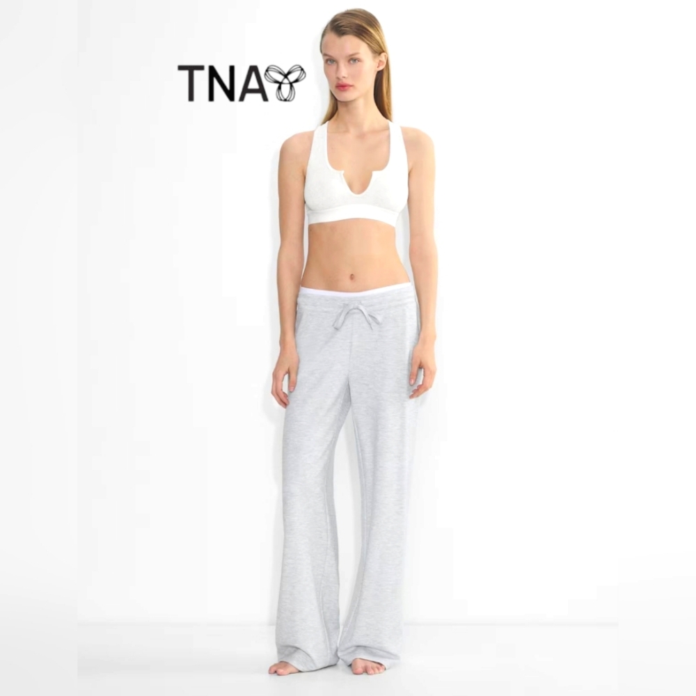 TNA Light Gray Wide-Leg Lounge Pants